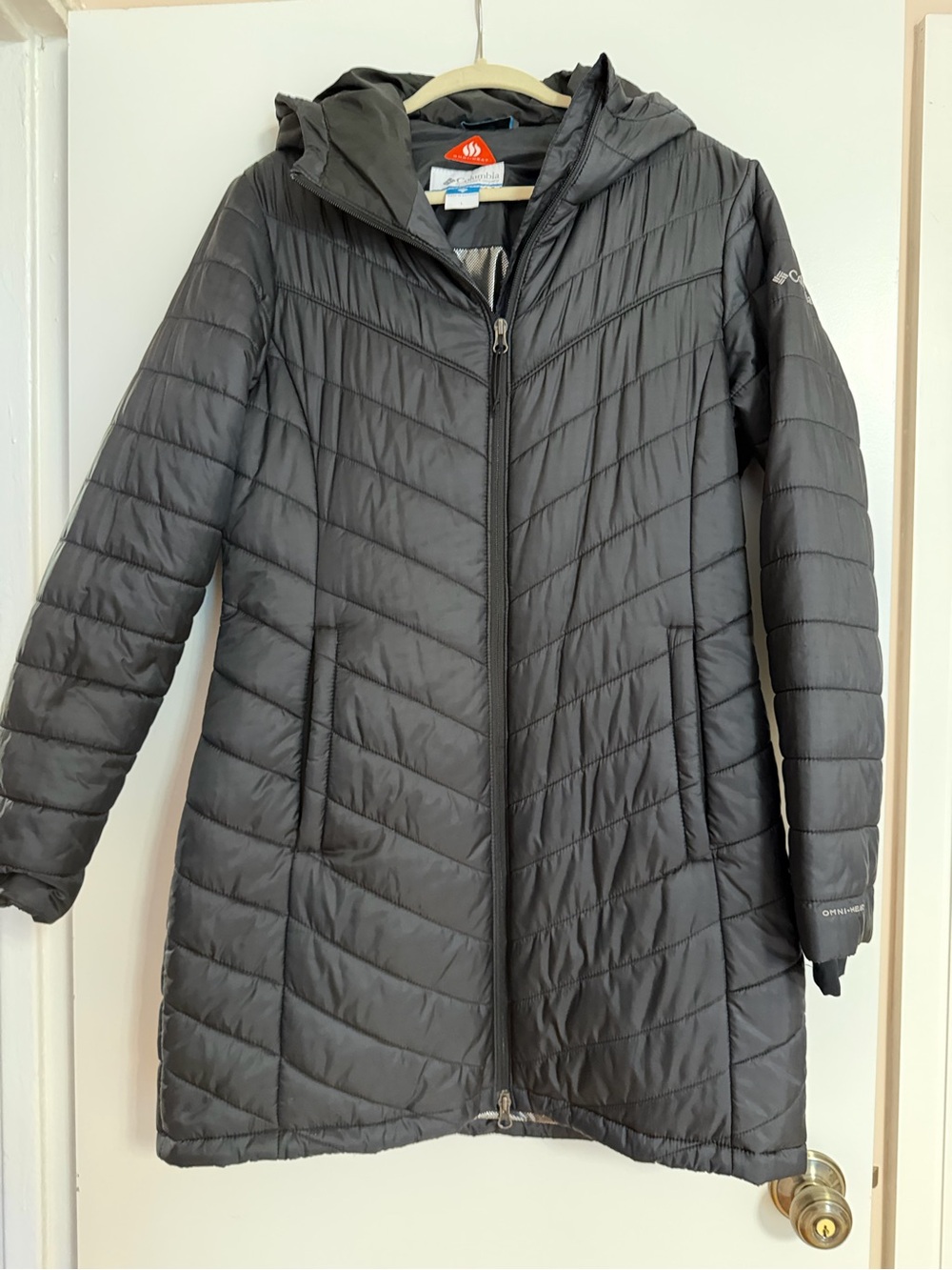 Columbia Women's Long Black Quilted Hooded Puffer Coat